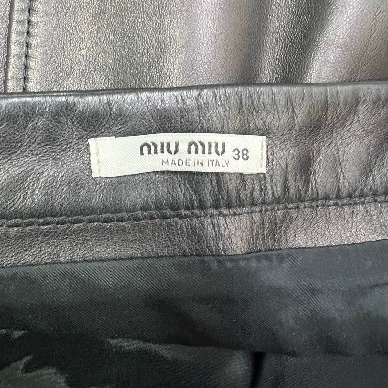 Prada Miumiu Black Lambskin Mini Skirt Size 38" / US 16 / IT 52 - 5 Thumbnail
