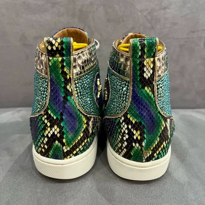 Christian Louboutin Christian Louboutin Green Crystal Studded Sneakers Size US 8 / IT 38 - 5 Thumbnail
