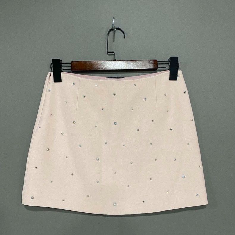 Miu Miu Pink Crystal Studded Mini Skirt by Miu Miu Size 40" / US 18 - 3 Thumbnail
