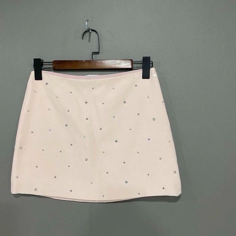 Miu Miu Pink Crystal Studded Mini Skirt by Miu Miu Size 40" / US 18 - 2 Thumbnail