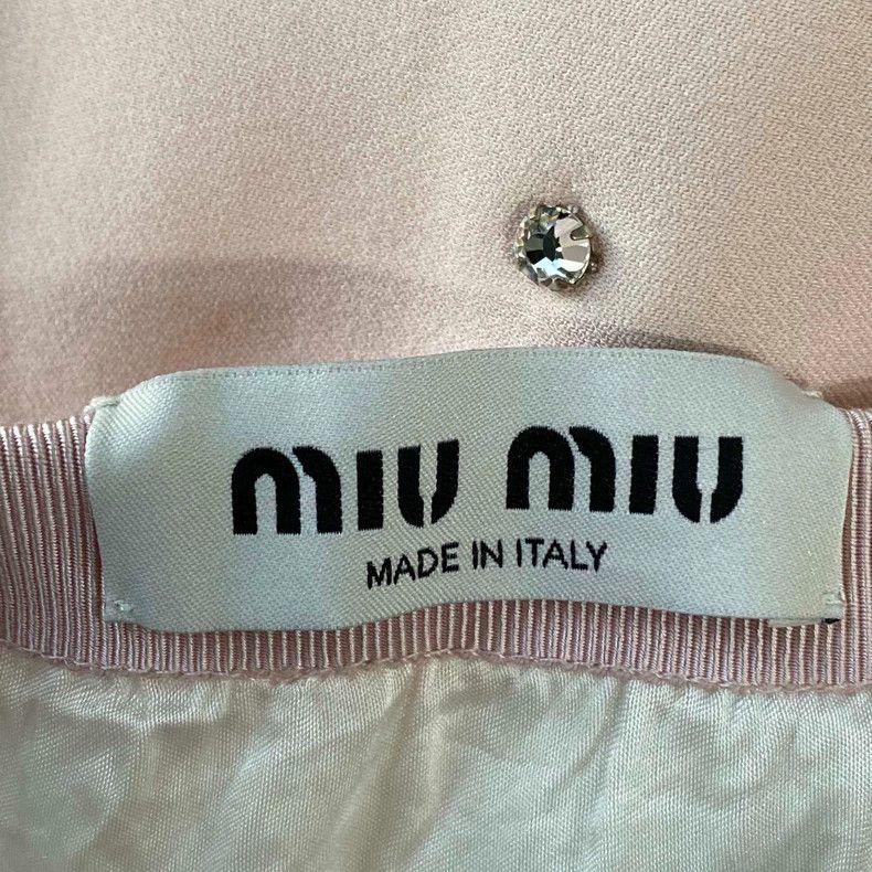 Miu Miu Pink Crystal Studded Mini Skirt by Miu Miu Size 40" / US 18 - 4 Thumbnail
