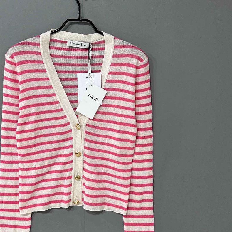Dior Red and White Striped Knit Cardigan Size M / US 6-8 / IT 42-44 - 2 Thumbnail