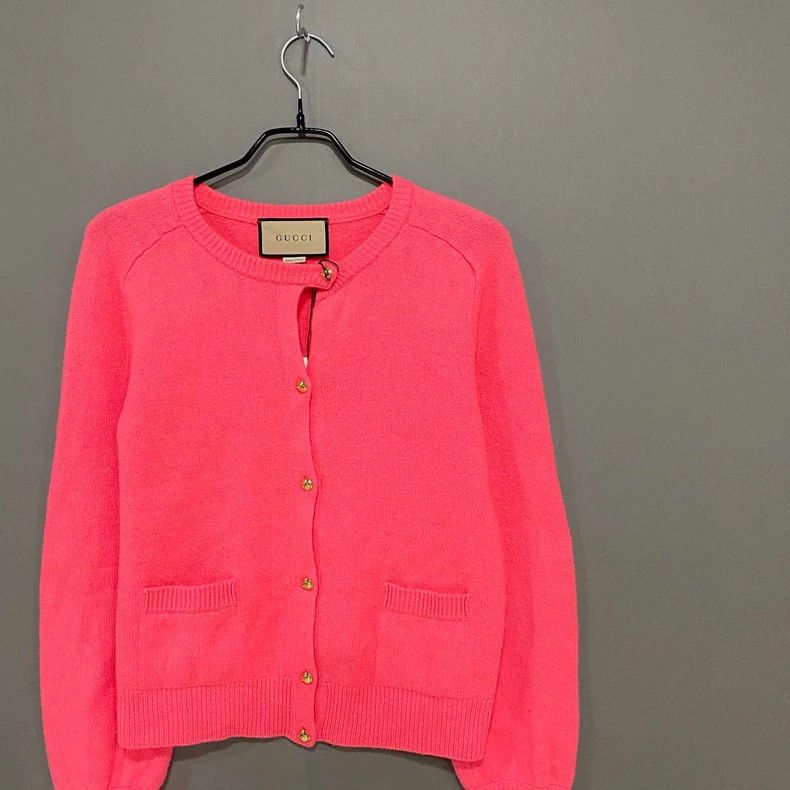 Gucci Pink Knit Cardigan with Gold Buttons Size S / US 4 / IT 40 - 2 Thumbnail