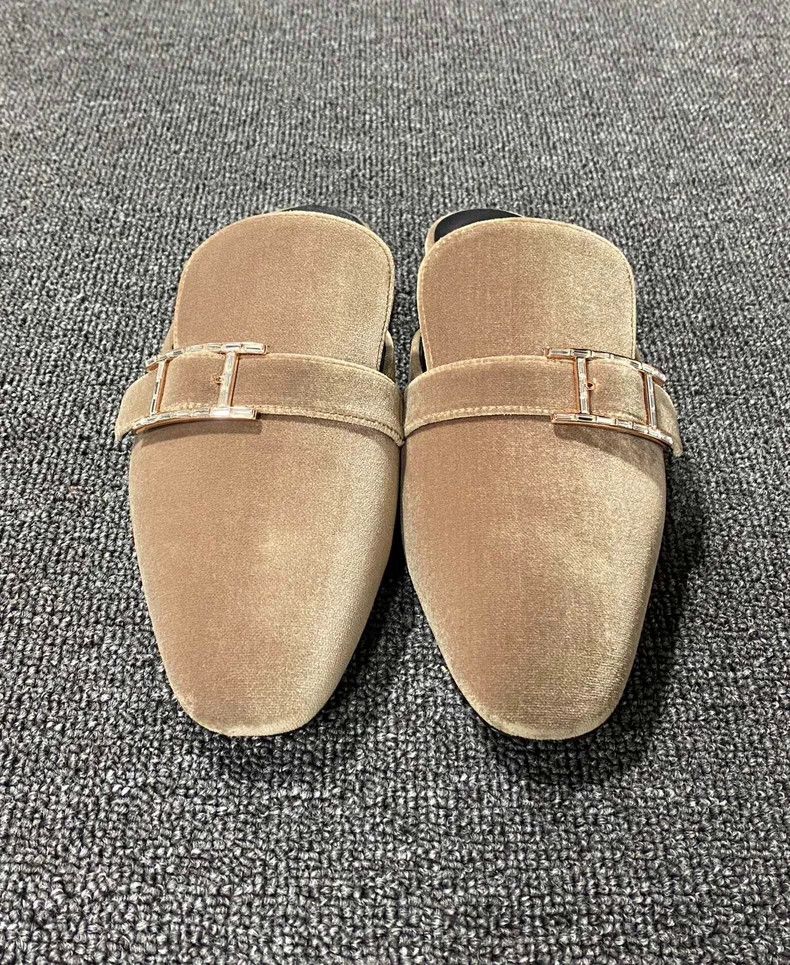 Hermes Velvet Mule Slippers with Buckle Detail Size US 6 / IT 36 - 4 Thumbnail