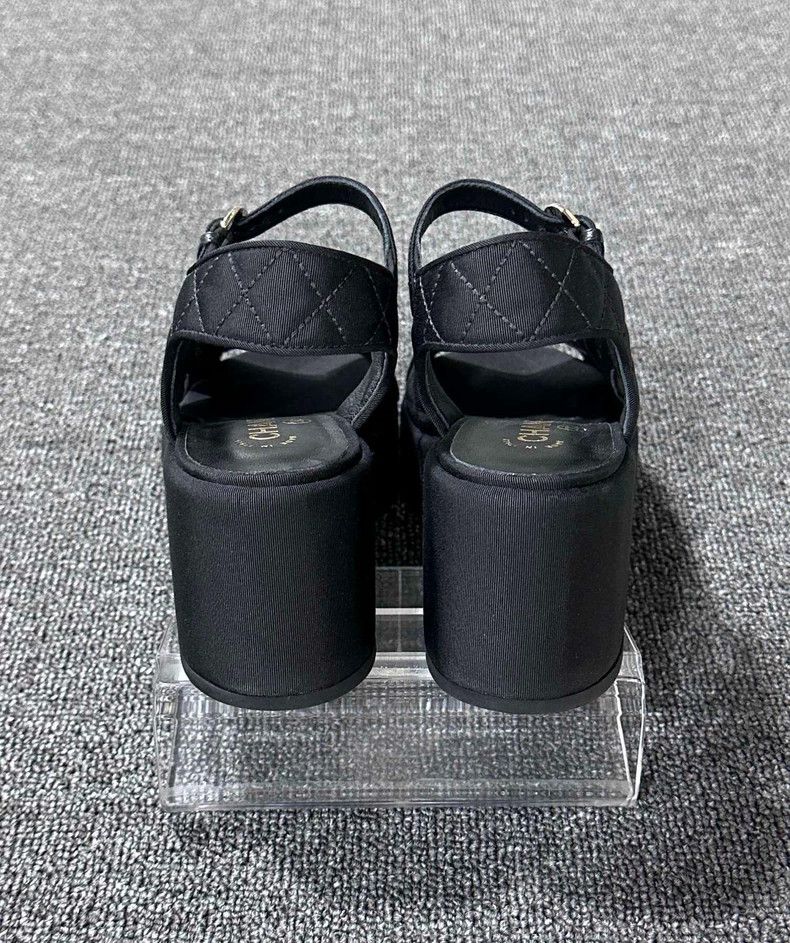 Chanel Black Quilted High Heel Sandals by Chanel Size US 7 / IT 37 - 5 Thumbnail
