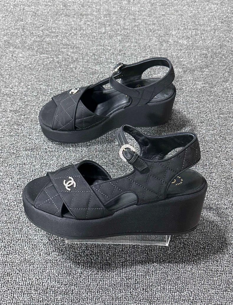 Chanel Black Quilted High Heel Sandals by Chanel Size US 7 / IT 37 - 2 Thumbnail