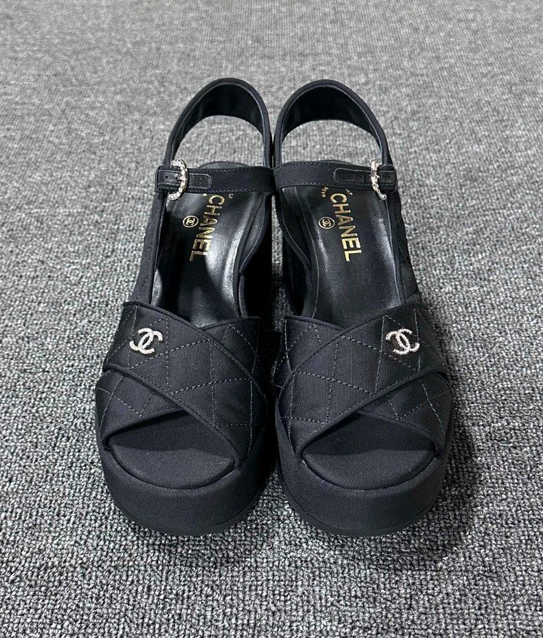 Chanel Black Quilted High Heel Sandals by Chanel Size US 7 / IT 37 - 4 Thumbnail