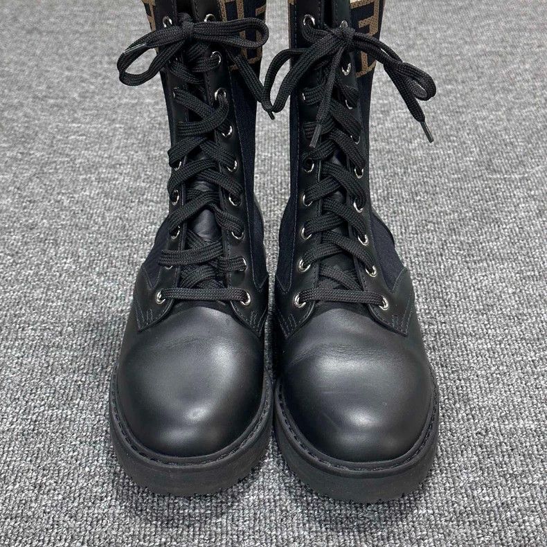Fendi Fendi Black Knitted Lace-Up Ankle Boots Size US 4 / IT 34 - 5 Thumbnail