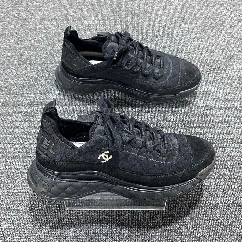 Chanel Black Logo Casual Sneakers by Chanel Size US 8 / IT 38 - 3 Thumbnail