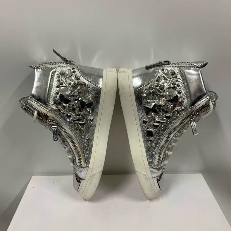 Giuseppe Zanotti Giuseppe Zanotti Silver Studded High-Top Sneakers Size US 6 / IT 36 - 5 Thumbnail