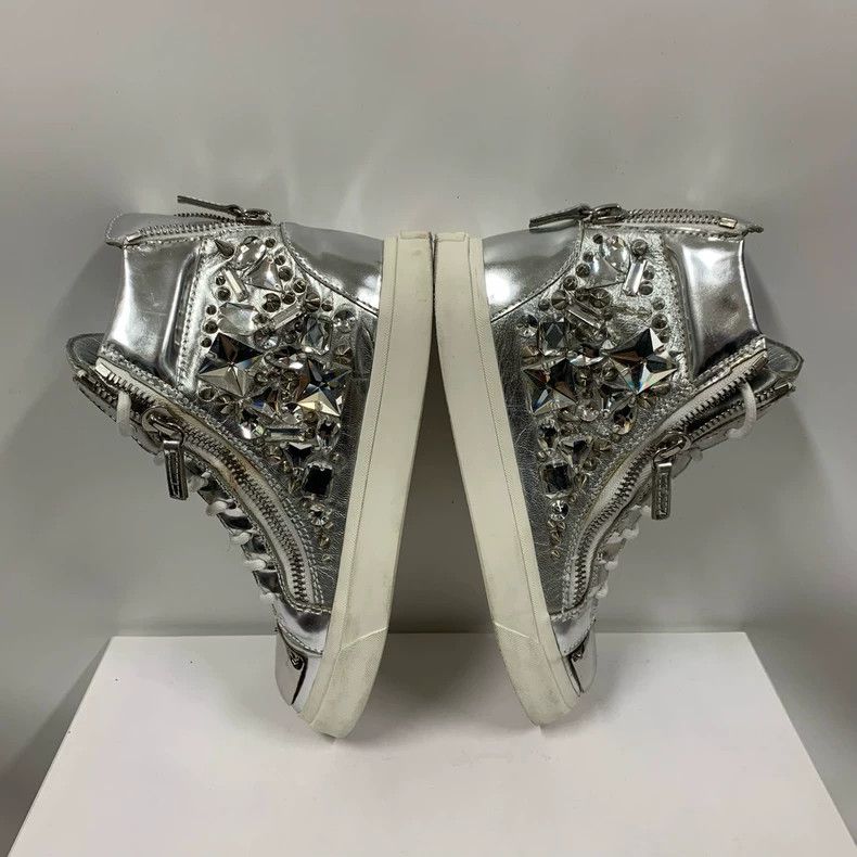 Giuseppe Zanotti Giuseppe Zanotti Silver Studded High-Top Sneakers Size US 6 / IT 36 - 4 Thumbnail
