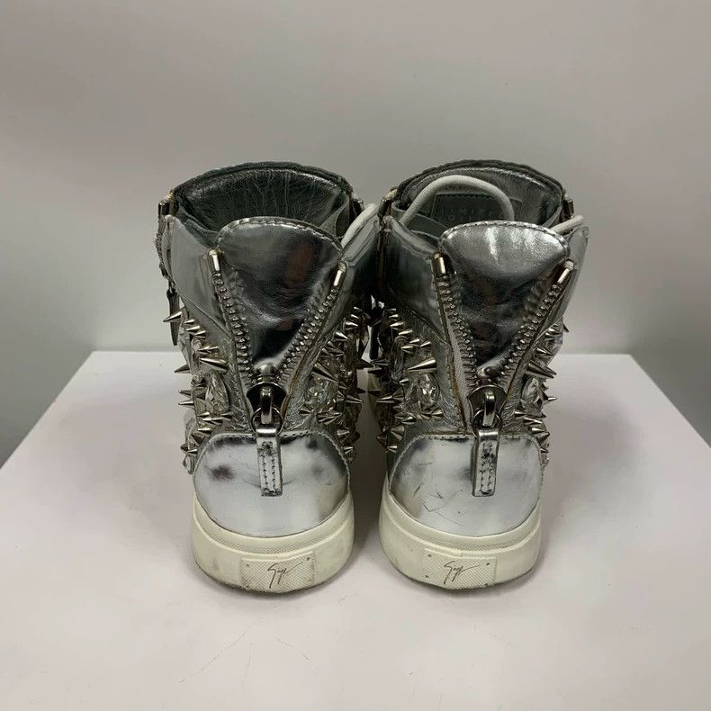 Giuseppe Zanotti Giuseppe Zanotti Silver Studded High-Top Sneakers Size US 6 / IT 36 - 6 Thumbnail