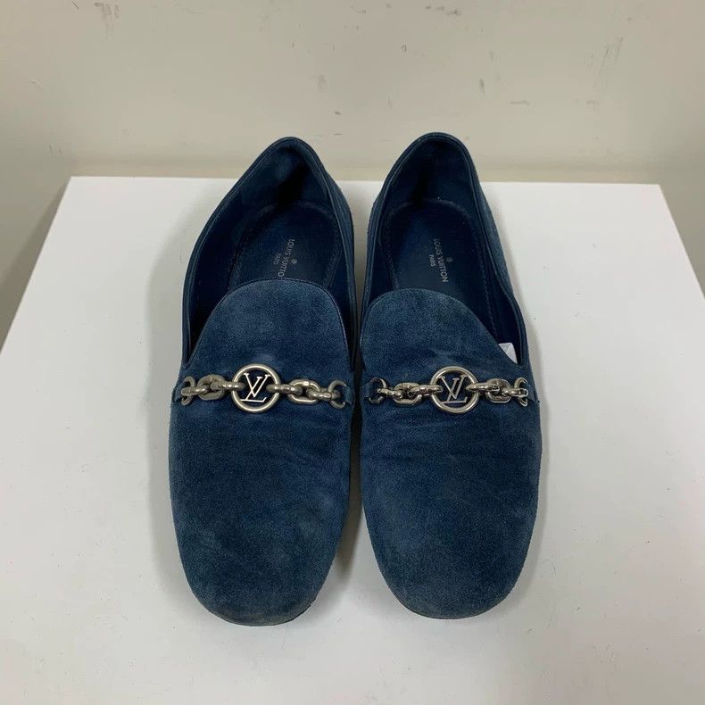 Louis Vuitton Blue Suede Loafers by Louis Vuitton Size US 7 / IT 37 - 2 Thumbnail