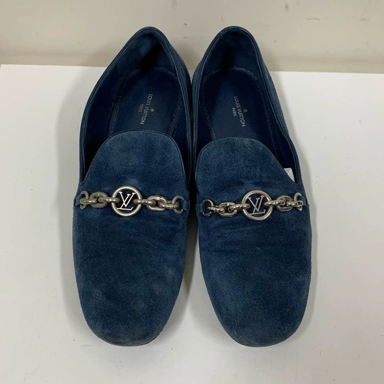 Louis Vuitton Blue Suede Loafers by Louis Vuitton Size US 7 / IT 37 - 3 Thumbnail