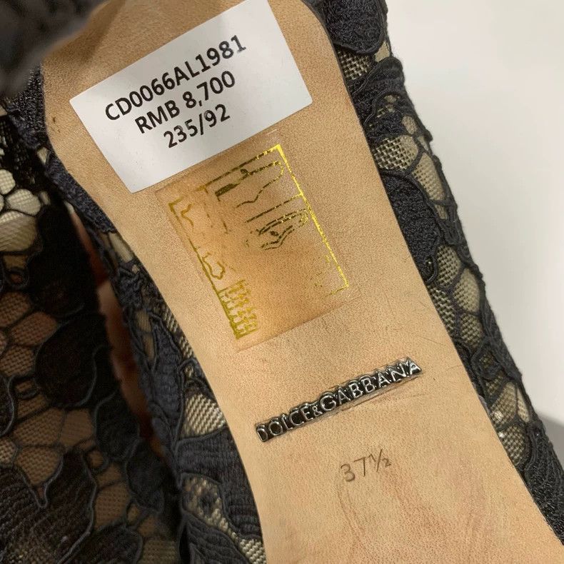 Dolce & Gabbana Black Lace High Heels with Rhinestones Size US 8 / IT 38 - 8 Thumbnail