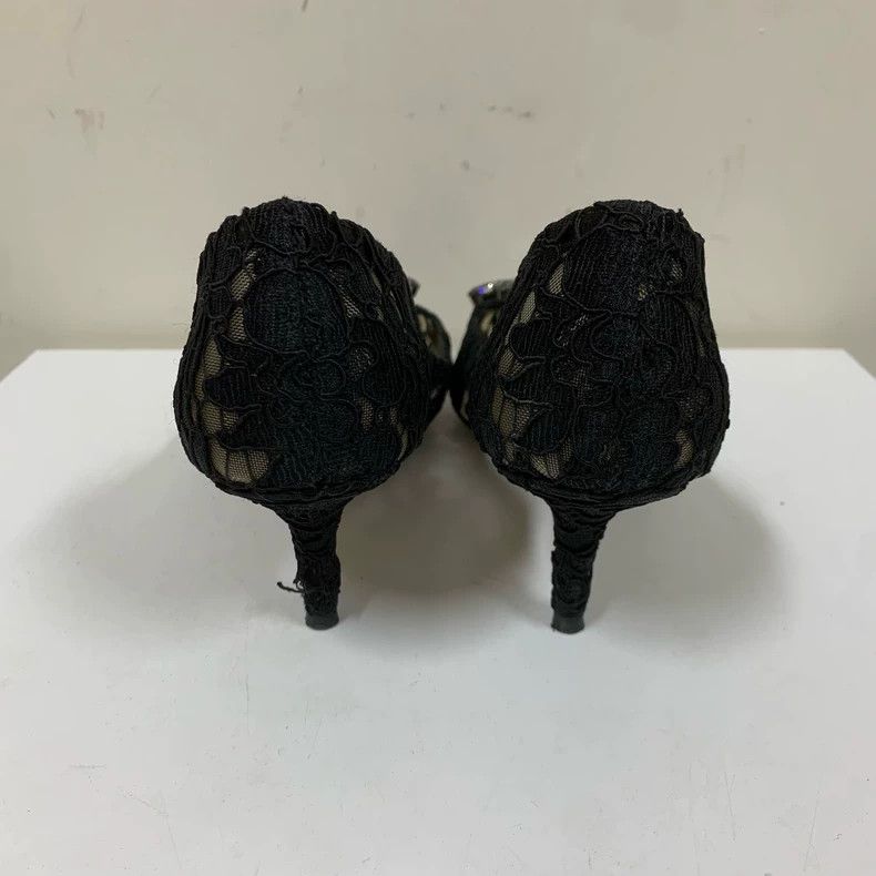 Dolce & Gabbana Black Lace High Heels with Rhinestones Size US 8 / IT 38 - 6 Thumbnail