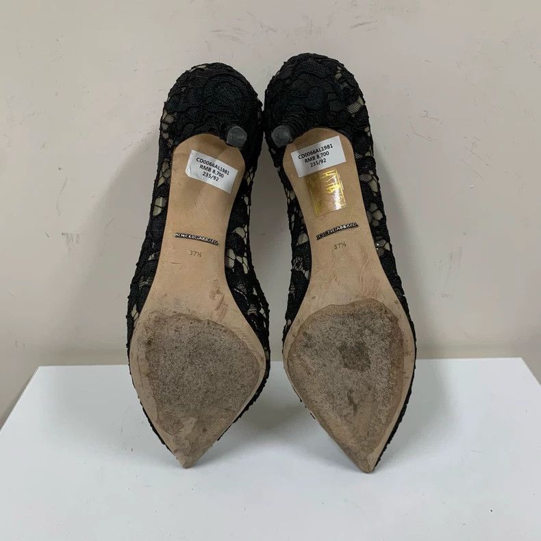 Dolce & Gabbana Black Lace High Heels with Rhinestones Size US 8 / IT 38 - 7 Thumbnail