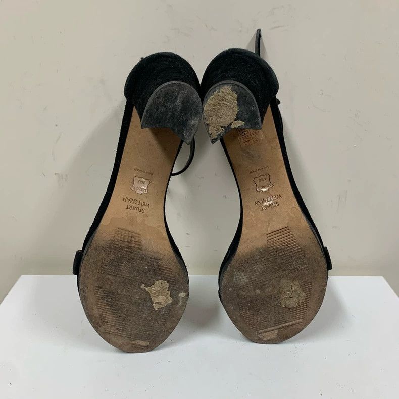 Stuart Weitzman Stuart Weitzman Black Suede Heeled Sandals Size US 6 / IT 36 - 7 Thumbnail