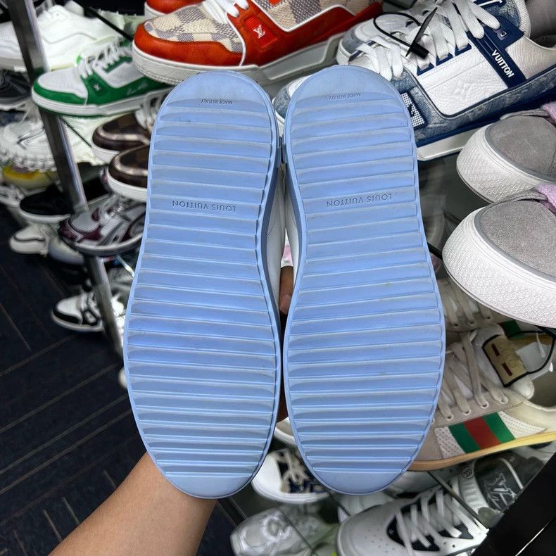 Louis Vuitton LV Time Out Sneakers Blue and White Size US 7 / IT 37 - 7 Thumbnail
