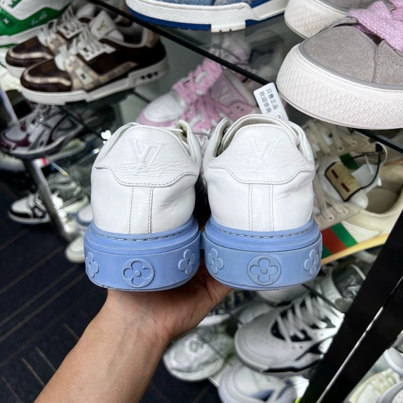 Louis Vuitton LV Time Out Sneakers Blue and White Size US 7 / IT 37 - 5 Thumbnail