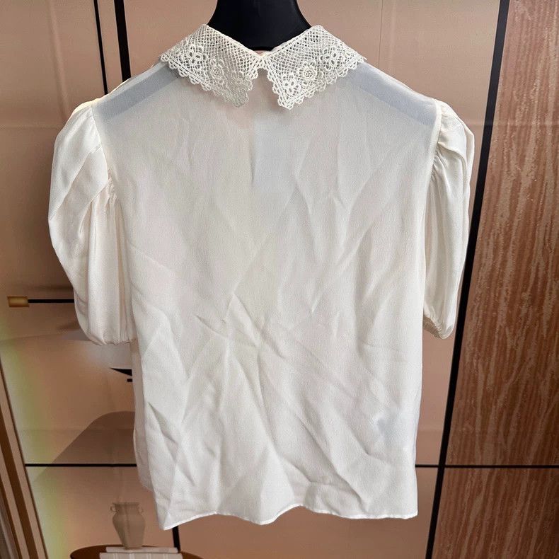 Miu Miu MiuMiu Short Sleeve Silk Blouse with Collar Size M / US 6-8 / IT 42-44 - 2 Thumbnail