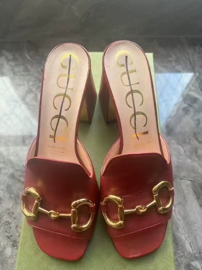 Gucci Gucci Red Chunky Heel Slide Sandals Size US 6 / IT 36 - 2 Thumbnail