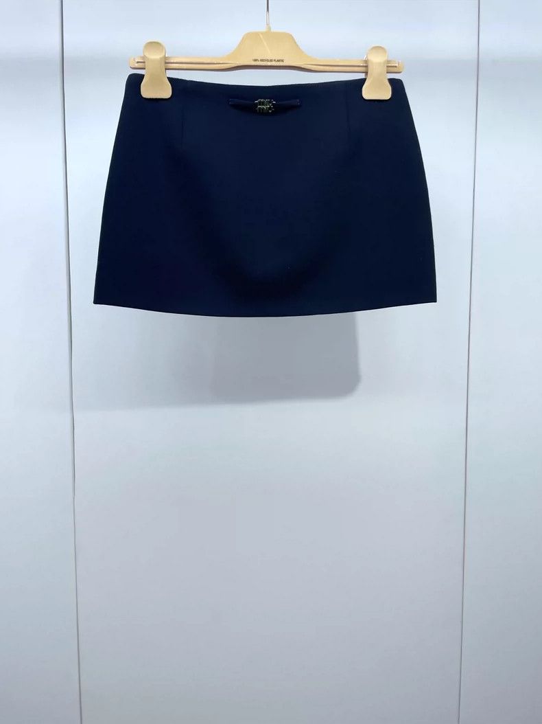Prada Miu Miu Black Metallic Logo Mini Skirt Size 36" / US 14 / IT 50 - 2 Thumbnail