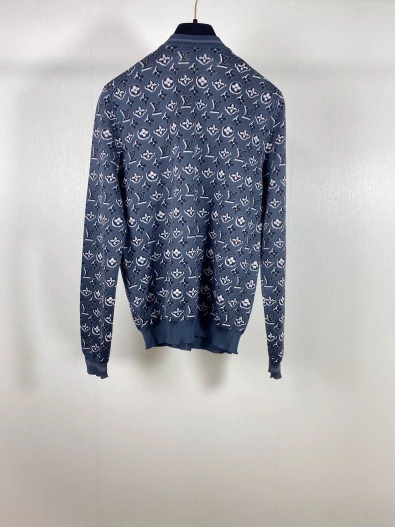 Louis Vuitton Louis Vuitton Blue Cardigan with Logo Print Size M / US 6-8 / IT 42-44 - 2 Thumbnail
