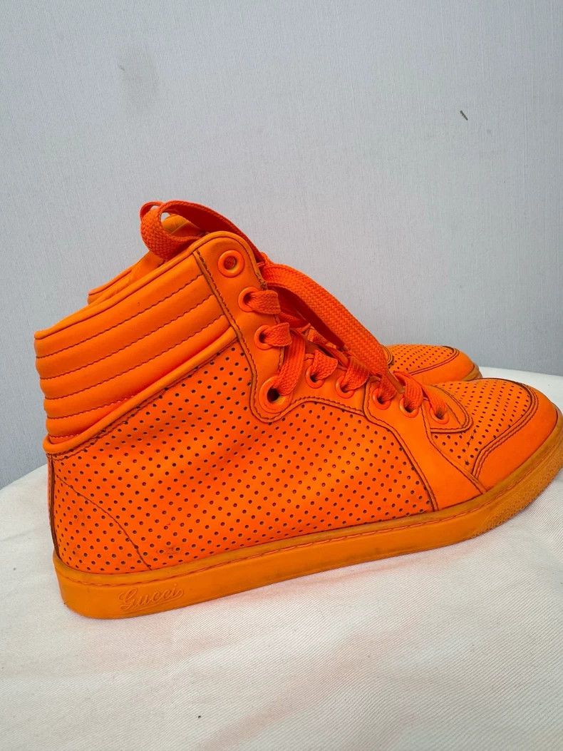 Gucci Gucci High-Top Sneakers in Orange Color Size US 5 / IT 35 - 3 Thumbnail