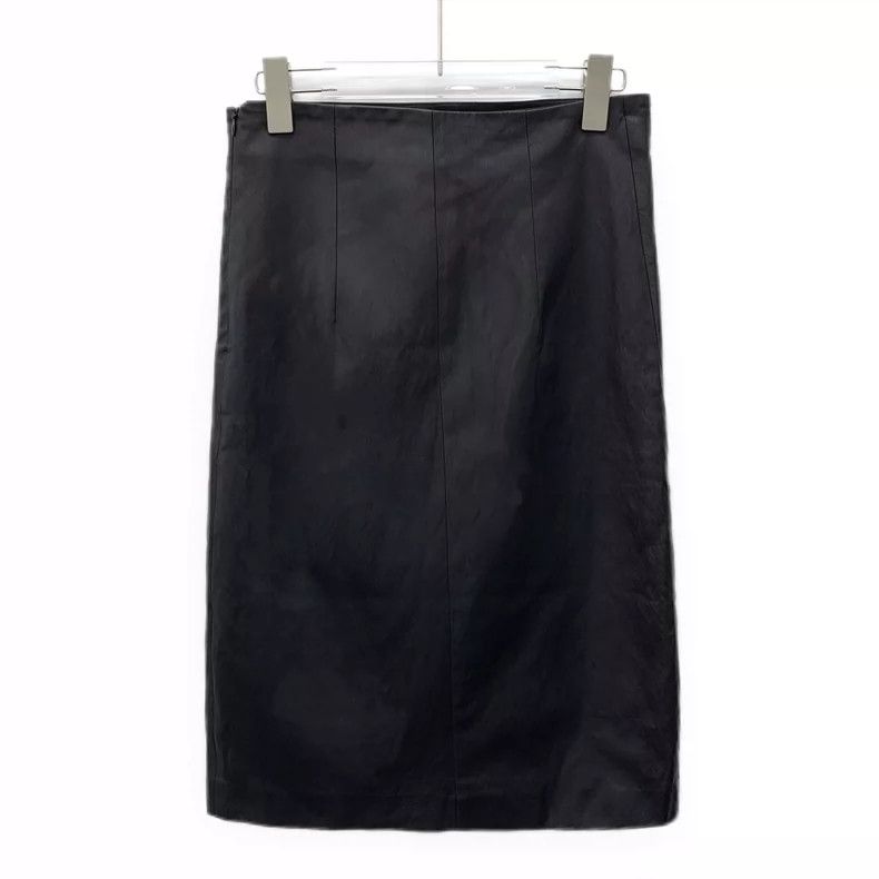Brunello Cucinelli Brunello Cucinelli Black Leather Casual Skirt Size 40" / US 18 - 2 Thumbnail