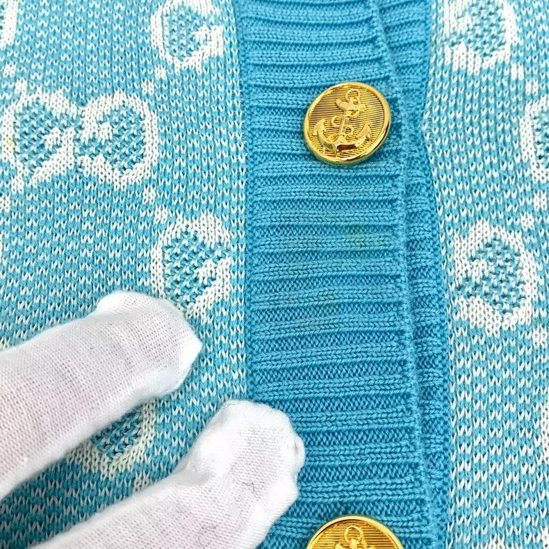 Gucci Gucci Light Blue Logo Knit Cardigan Sweater Size L / US 10 / IT 46 - 7 Thumbnail