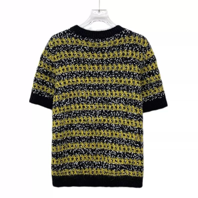 Miu Miu MiuMiu Color Block Short Sleeve Knitted Top Size L / US 10 / IT 46 - 2 Thumbnail