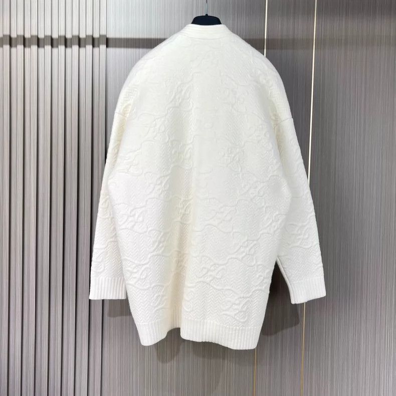 Fendi Fendi Cream Patterned Knit Cardigan Size M / US 6-8 / IT 42-44 - 2 Thumbnail