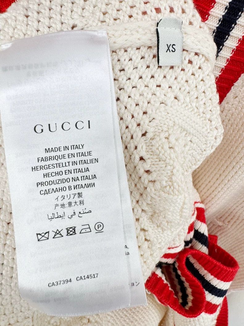 Gucci Knit Open Cardigan with Red Stripes