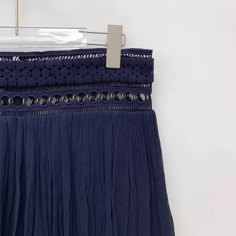 Chloe Chloe Blue Pleated Silk Skirt Size 38" / US 16 / IT 52 - 3 Thumbnail