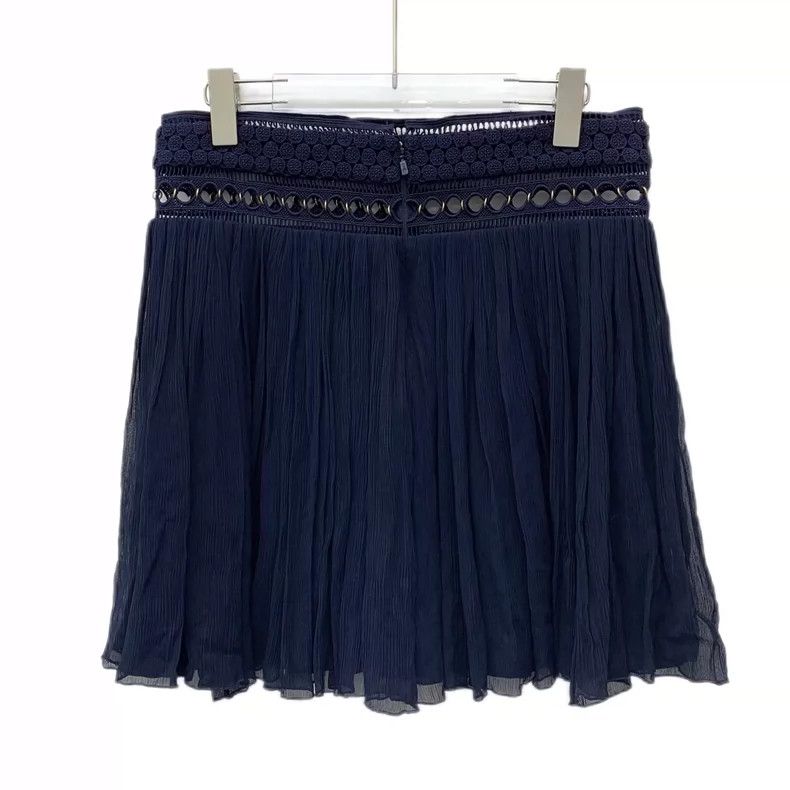 Chloe Chloe Blue Pleated Silk Skirt Size 38" / US 16 / IT 52 - 2 Thumbnail