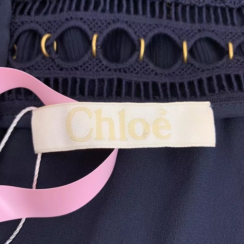 Chloe Chloe Blue Pleated Silk Skirt Size 38" / US 16 / IT 52 - 5 Thumbnail