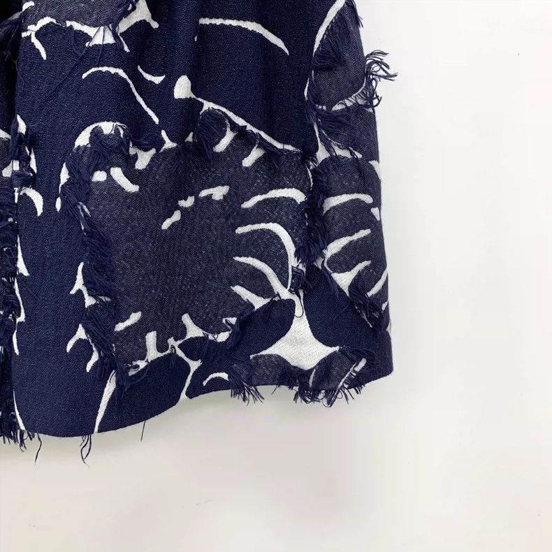 Chloe Blue Fringed Cotton Pleated Skirt by Chloe Size 36" / US 14 / IT 50 - 4 Thumbnail