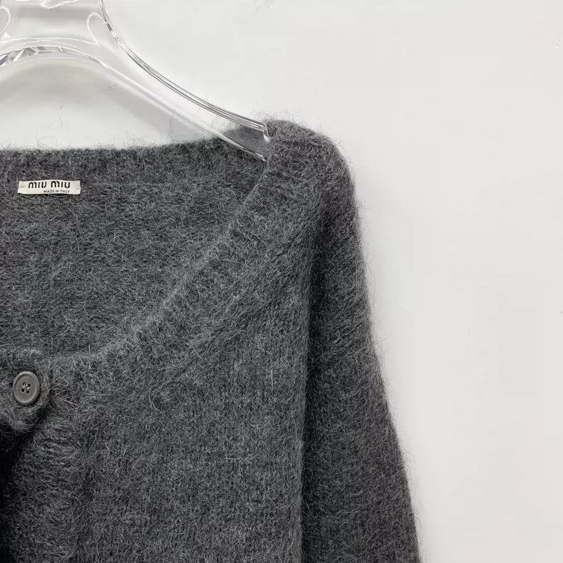 Miu Miu Miu Miu Dark Gray Knit Cardigan Sweater Size S / US 4 / IT 40 - 3 Thumbnail