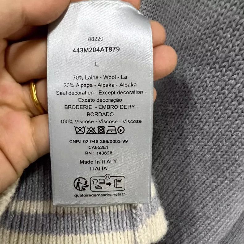 Dior Gray Striped V-Neck Cardigan from Dior Size L / US 10 / IT 46 - 5 Thumbnail