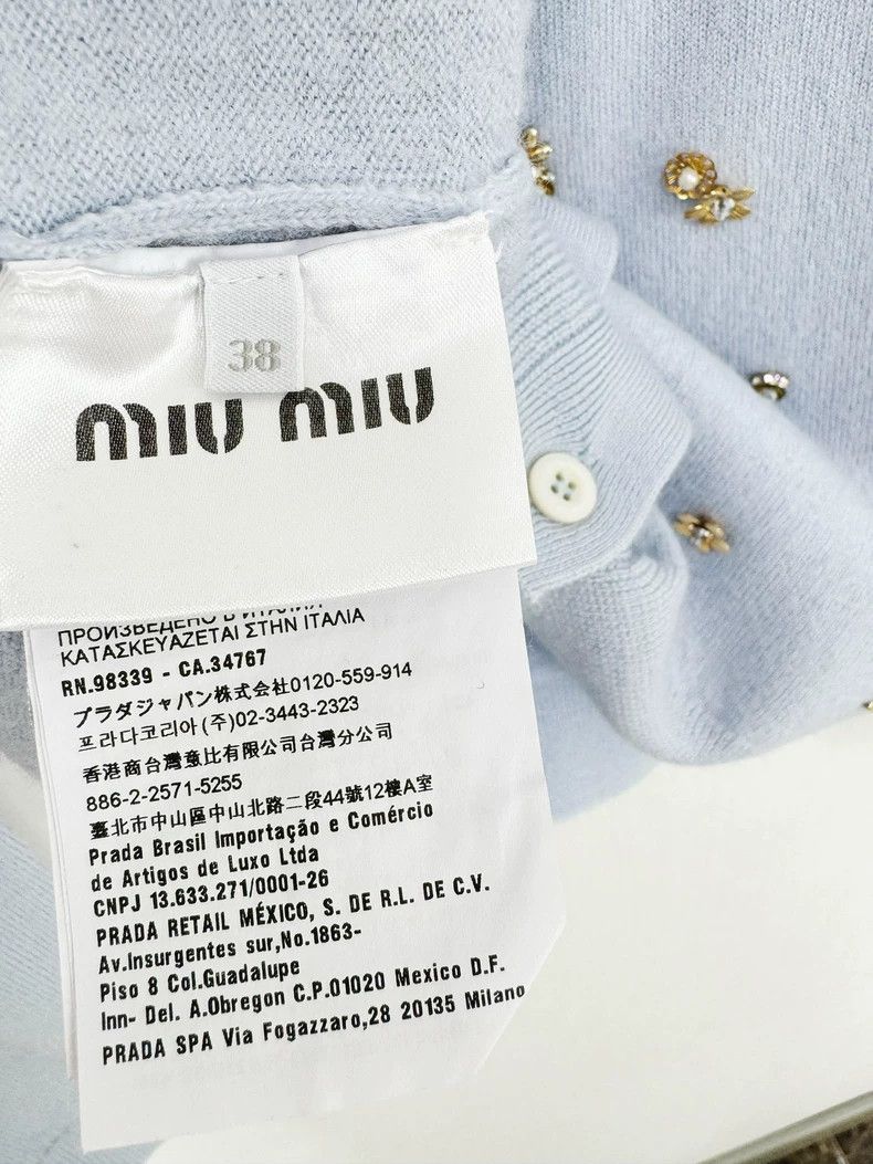 Prada Miu Miu Beaded Cardigan in Light Blue Size M / US 6-8 / IT 42-44 - 4 Thumbnail