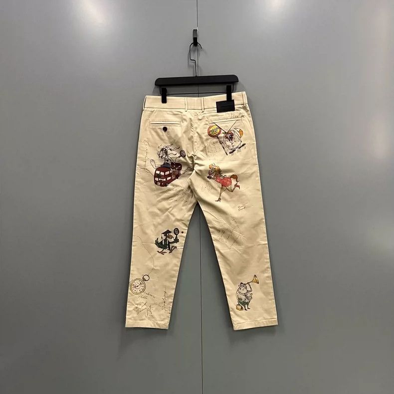 Burberry Burberry Khaki Graffiti Print Trousers Size US 44 / EU 60 - 2 Thumbnail
