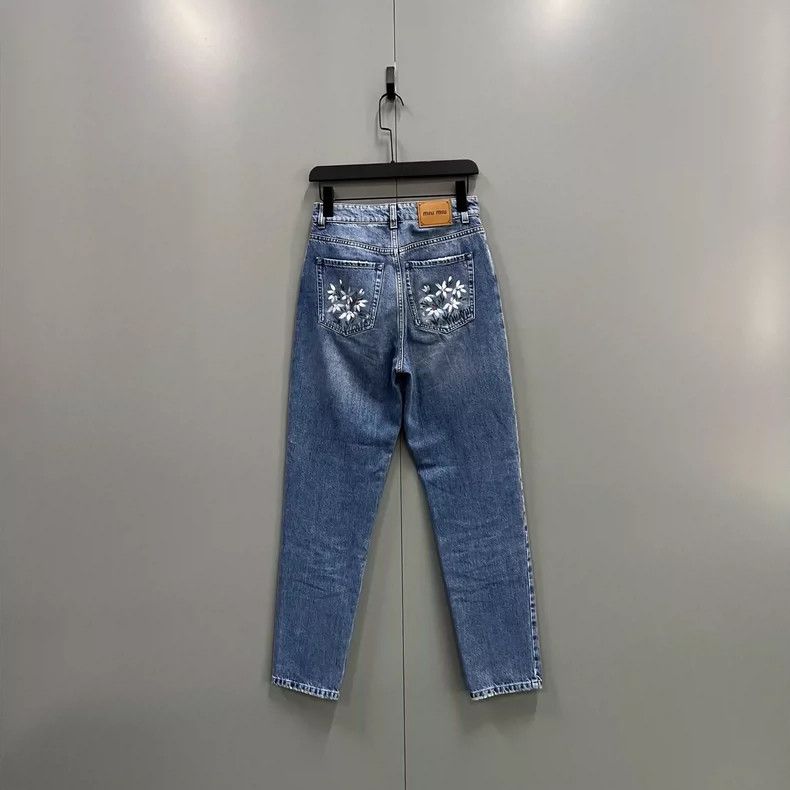 Miu Miu Miu Miu Blue Distressed Denim Pants Size 24 Size US 26 / EU 42 - 2 Thumbnail