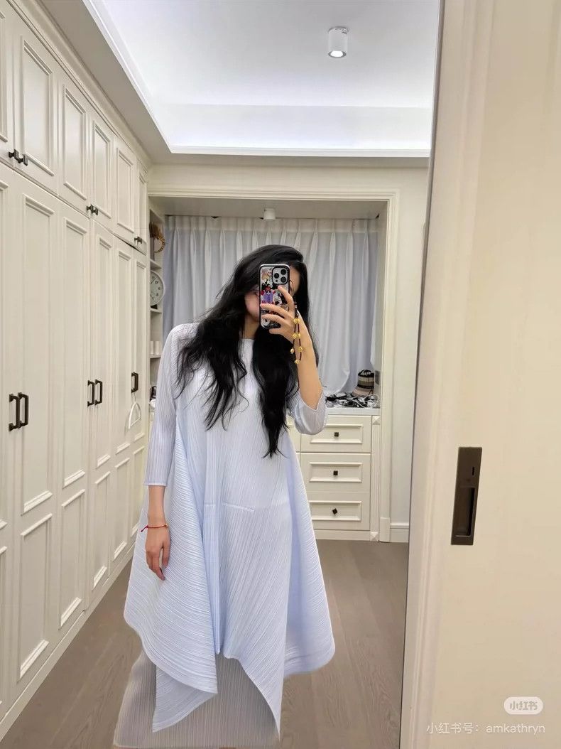 Issey Miyake Issey Miyake Pleated Dress in Ice Blue-yf Size 22" - 9 Thumbnail