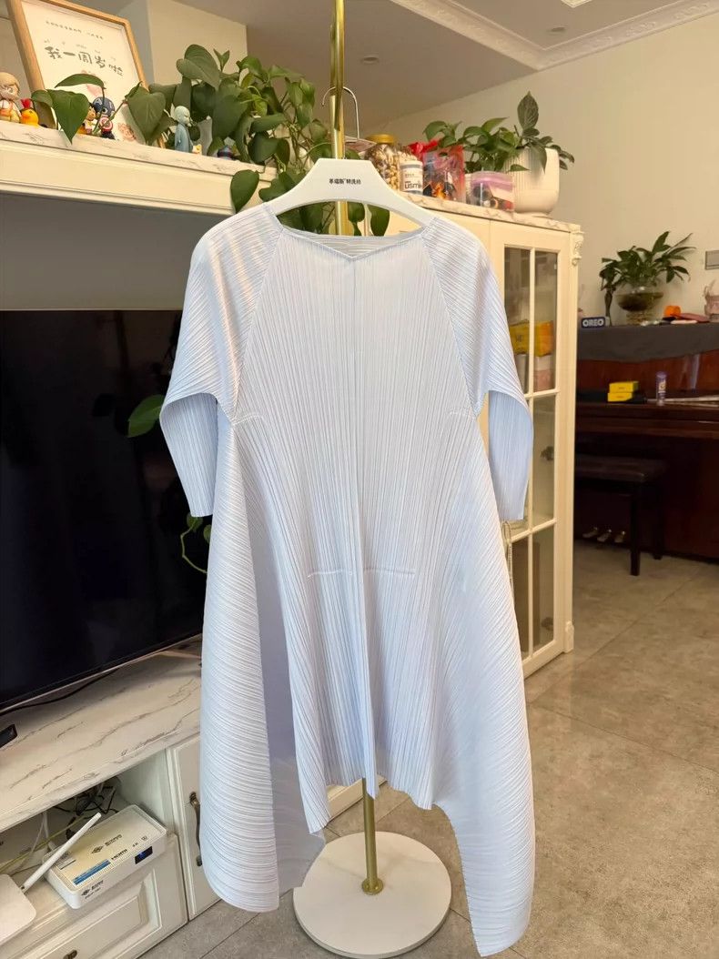 Issey Miyake Issey Miyake Pleated Dress in Ice Blue-yf Size 22" - 2 Thumbnail