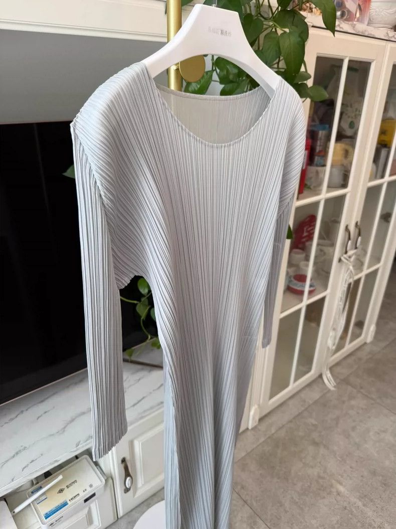 Issey Miyake Issey Miyake Grey Pleated Dress Size 3-yf Size 22" - 2 Thumbnail