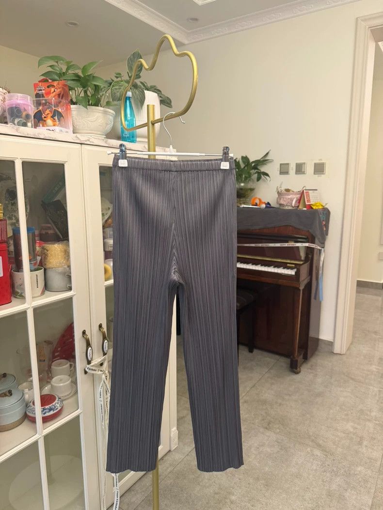 Issey Miyake Straight Leg Pants in Dark Gray-yf