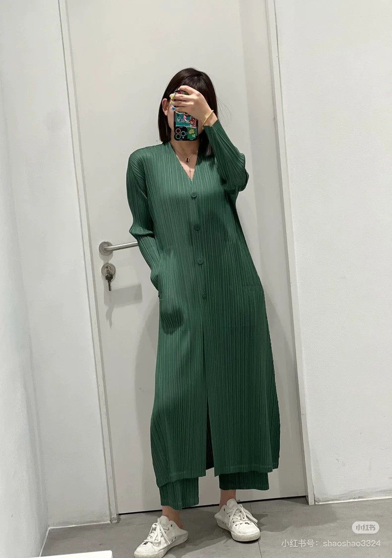 Issey Miyake Issey Miyake Long Sleeve Green Dress Cardigan-yf Size XXS / US 00 / IT 34 - 8 Thumbnail