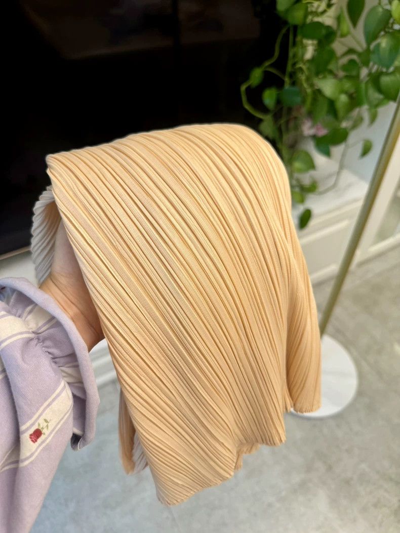 Issey Miyake Beige Dress with Pleated Design-yf Size 22" - 8 Thumbnail