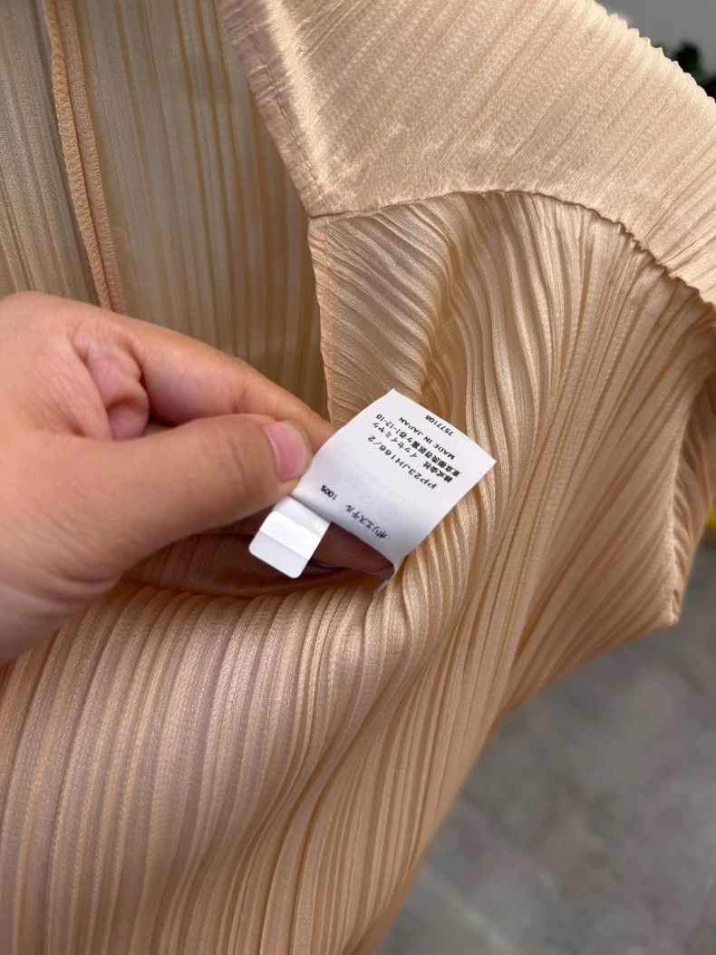 Issey Miyake Beige Dress with Pleated Design-yf Size 22" - 7 Thumbnail